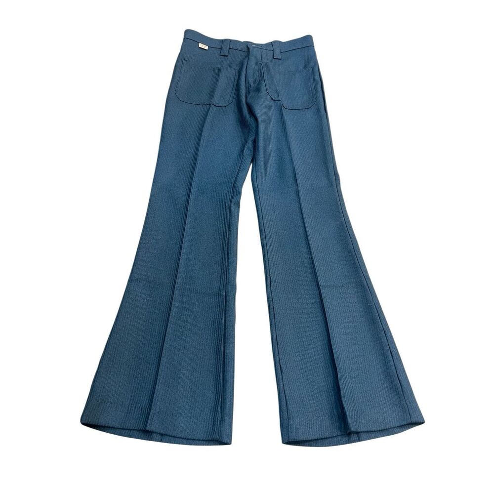 Vintage FARAH Unisex Cable Rib High Rise Flare Pants Blue Size 31 Long NWT